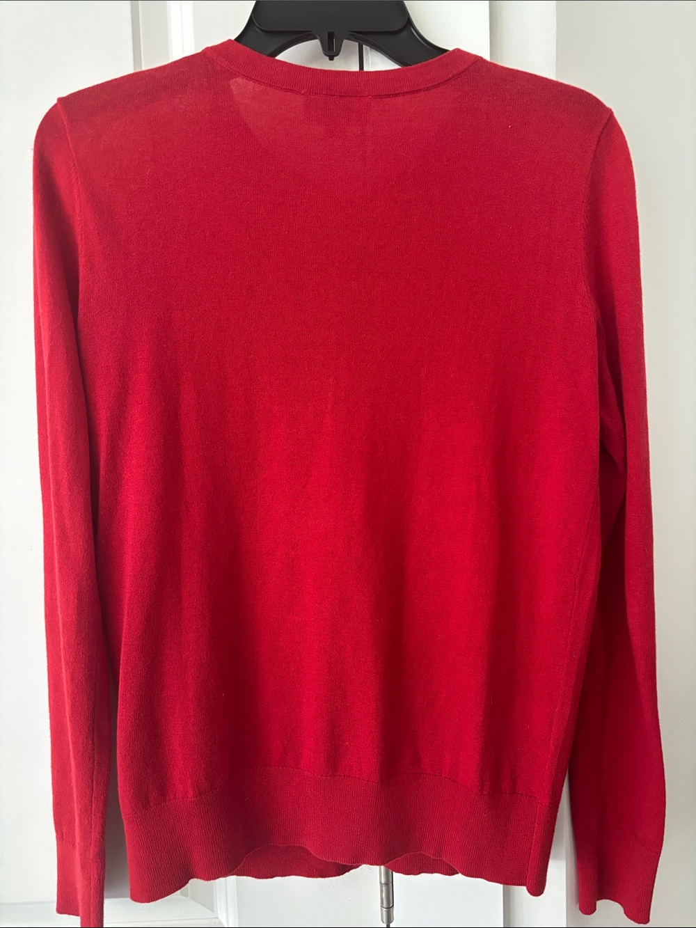 LOFT Red Crewneck Button-Front Cardigan - Picture 4 of 4